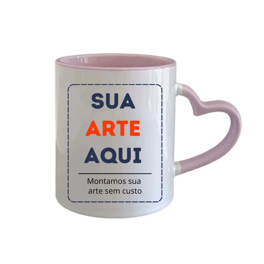 Caneca com Alça Coração Rosa 325ml