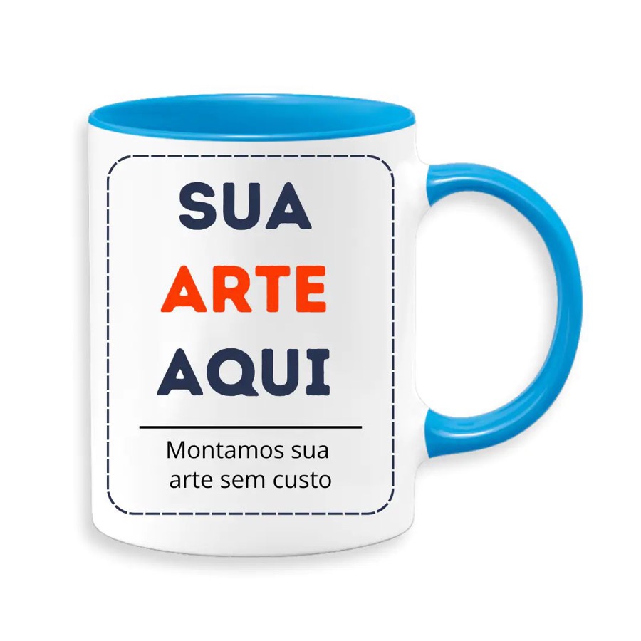 Caneca com Interior Azul e Alça Azul 325ml