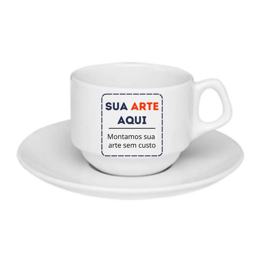 Xícara de Porcelana Branca com Pires 180ml