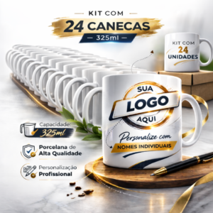 Kit 24 Canecas em Porcelana 325ml