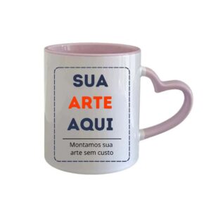Caneca com Alça Coração Rosa 325ml