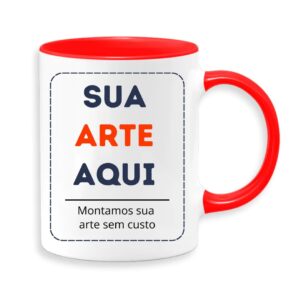 Caneca com Interior Vermelho e Alça Vermelha 325ml