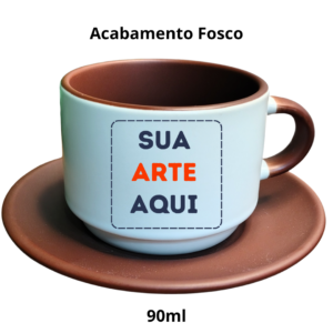 Xícara de Porcelana Fosca Marrom com Pires 90ml