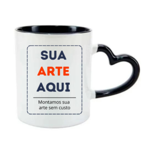 Caneca com Alça Coração Preta 325ml